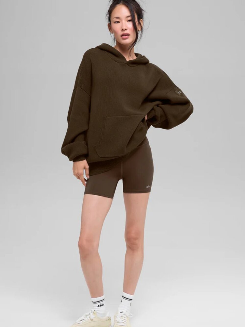 ALO Scholar Hooded Sweater, Espresso, size M - Picture 2 of 9
